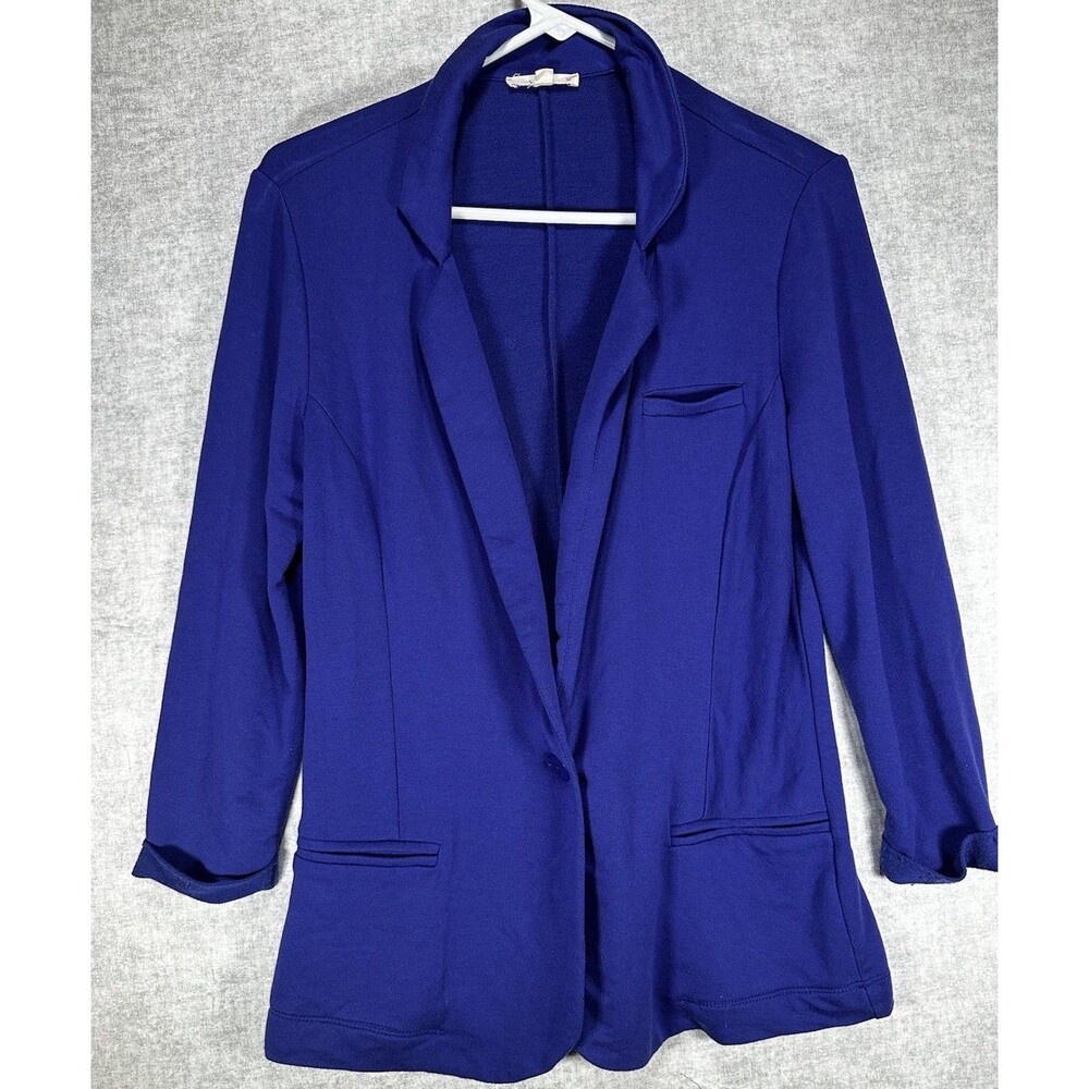 LE LIS Womens Size Small Blue Rayon 1 Button Front Collared Blazer